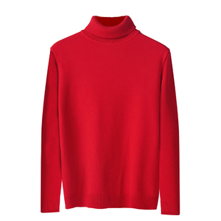 毛衣男款高领大正红色新年本命年打底上衣男士针织衫男女款打底衫