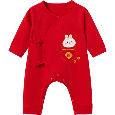 亲肤舒适纯棉系带连体衣