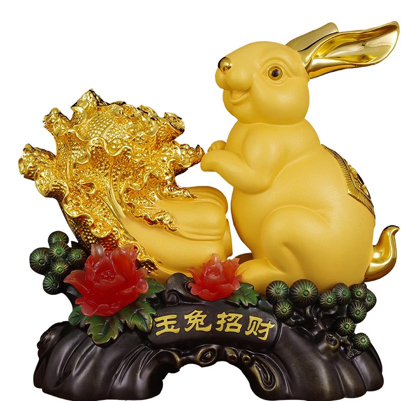 玉兔摆件白菜生肖兔子招财家居饰品乔迁新居客厅酒柜玄关桌面摆件