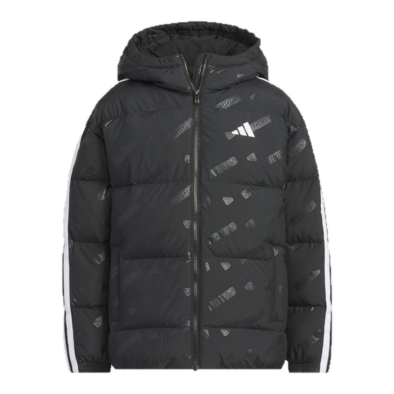 男女儿童 三条纹羽绒服 防风保暖鸭绒连帽秋冬新款adidas阿迪达斯