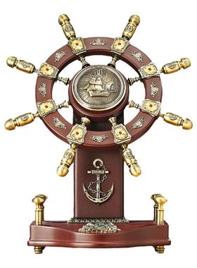 船舵实木老板办公室桌面装饰品