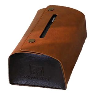 石澜家用桌面纸巾收纳盒复古牛皮纹高档纸抽盒客厅书房美式纸巾盒