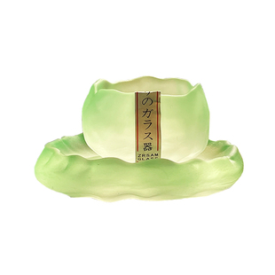 日式小茶杯主人杯琉璃杯清酒杯青绿国潮风小茶杯品茗茶上神杯玻璃