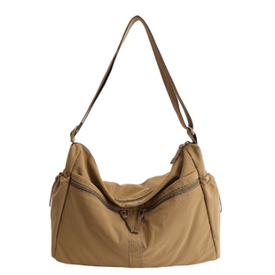 休闲简约风厚实帆布包女大容量百搭单肩斜挎包通勤托特包2026新款