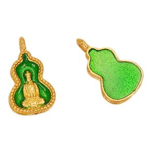 18K铜镀沙金烧蓝錾刻葫芦十二生肖八大守护神本命年佛吊坠DIY配件