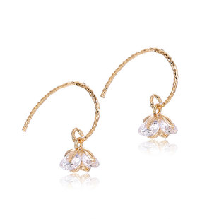 日系通勤OL优雅日常ins 闪闪水钻小花朵手工制作耳钩耳环