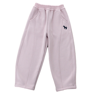 儿童加厚撸猫绒运动裤中大童加绒直筒弯刀裤男女童卫裤子一条过冬