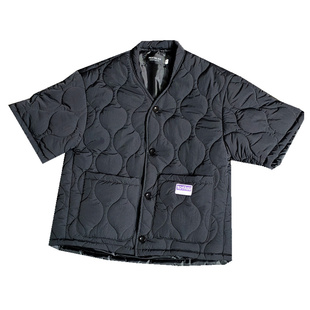 日系轻薄款马甲男冬季保暖背心五分袖港仔文艺棉服便捷工装外套潮