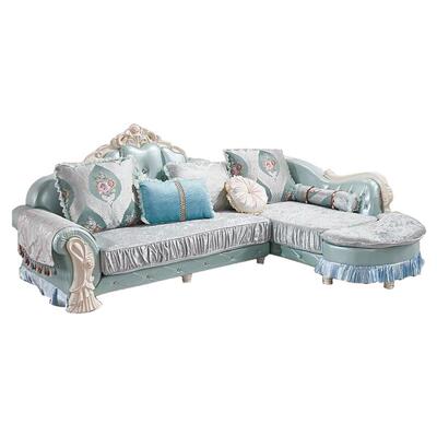 欧式布艺沙发组合转角L 贵妃客厅奢华大小户型雕花实木宫廷简欧风