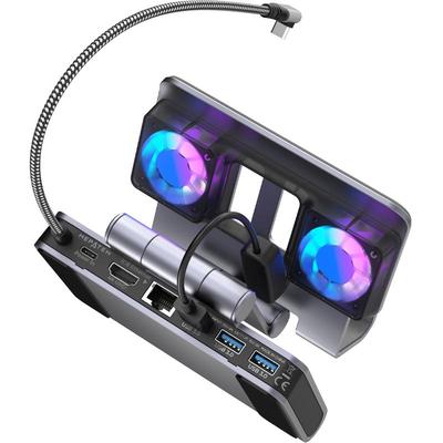 适配SteamDeck OLED基座风扇散热底座拓展坞4K千兆扩展底座Switch OLED连TV游戏手柄铝合金可调支架加强散热