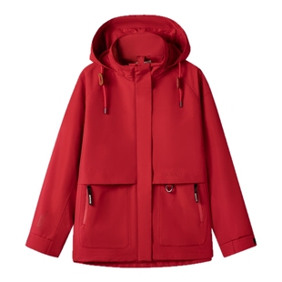 outdoor products 新年限定款中国红三合一套绒防风防水冲锋衣女