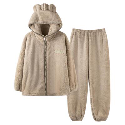 猫人法兰绒睡衣女款冬季保暖套装