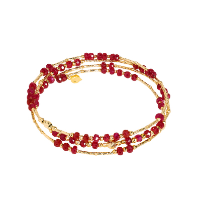 若华珠宝红樱 满天星鸽血红宝石手链女18K金多层弹力手镯手串手饰
