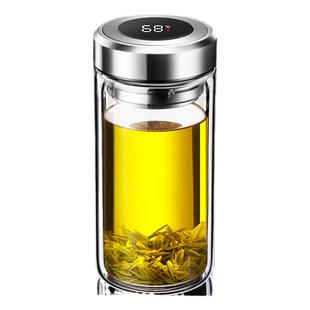 防烫双层玻璃杯男女大容量家用茶水分离泡茶水杯显温带盖滤网车载