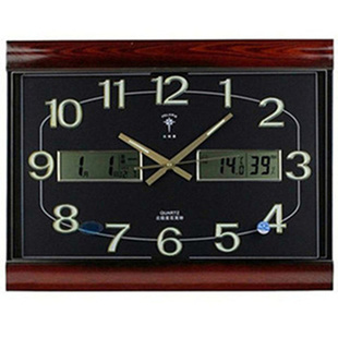 北极星静音挂钟客厅万年历电子钟简约现代大时钟方形日历石英钟表