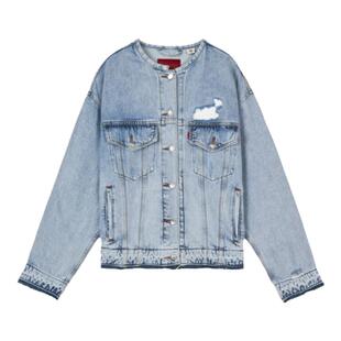 商场同款Levi's李维斯冰酷女士美式复古宽松破洞牛仔外套001C2