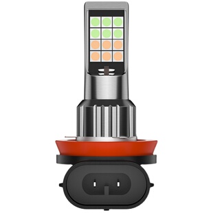 五菱之光荣光V宏光S改装LED超亮双色爆闪防雾灯泡H3前雾灯黄金眼