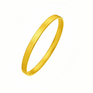 古法黄金包银平底手镯女磨砂筷子方镯四方形素圈实心手环镯子礼物