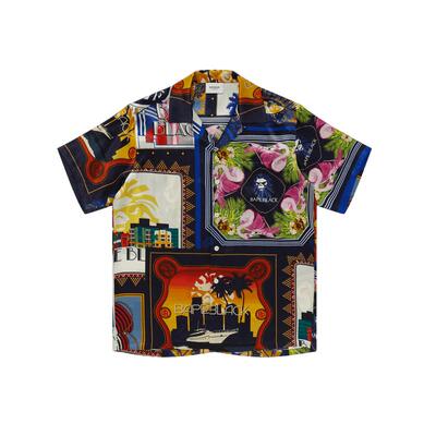 花卉风景图案真丝短袖衬衫BAPE