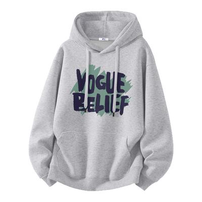 回力灰色加绒卫衣男款青少年