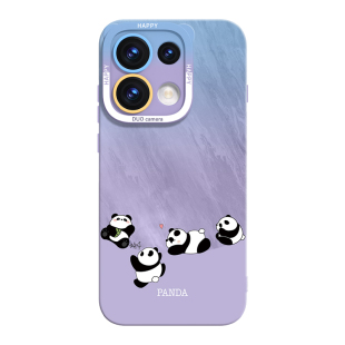 多巴胺熊猫适用opporeno16pro手机壳紫色reno16外壳reno15可爱14镜头全包13防摔软硅胶保护壳系列12专用oppo