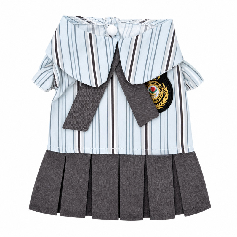 宠物狗狗衣服学院风校服套装条纹衬衫领带百褶裙小狗衣服四小型犬