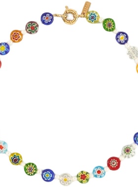 CHOKER设计师玻璃圆花短款珍珠