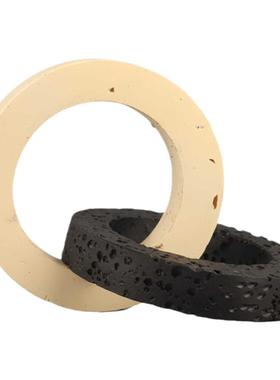 侘寂风仿洞石树脂圆环环扣摆件