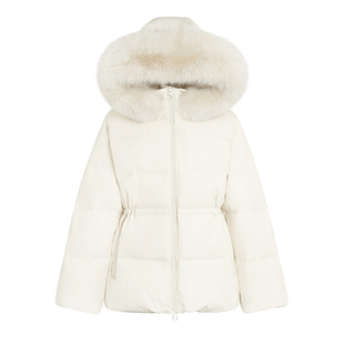 【爱尔兰漫雪】小娜椒小个子狐狸毛领连帽设计收腰中长款羽绒服女