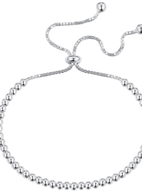 纯银手链串珠银珠手串女款显气质