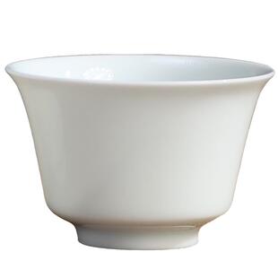 翰文堂马蹄杯景德镇纯手工薄胎高温白瓷主人杯品茗杯待客杯茶杯
