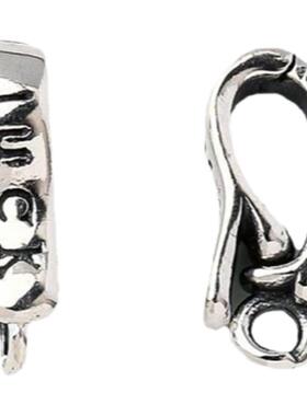 s925纯银泰银做旧复古luck银扣子卡扣diy手链项链尾扣挂吊坠配件