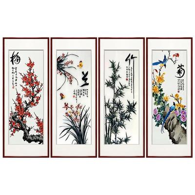 紫腾随轩客厅中式刺绣装饰画