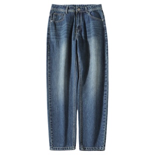 KZ真维斯牛仔裤男士2026新款秋冬季加厚锥型宽松直筒潮流休闲裤子