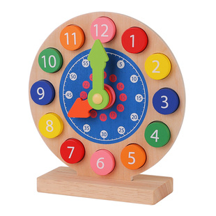 儿童木质数字时钟玩具教具钟表模型幼儿园小学生学习时间闹钟认识