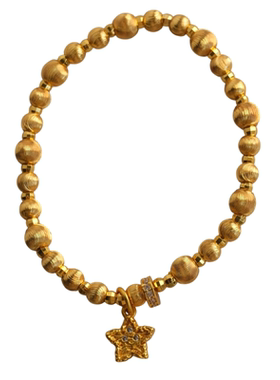 知更鸟丨金店同款古法沙金爆闪拉丝猫眼珠锤纹星星转运珠手链手串