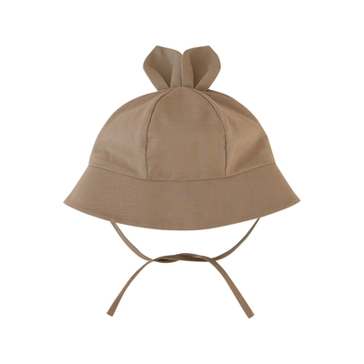 婴儿遮阳帽春夏薄款亚麻兔耳朵透气大帽檐防晒儿童男女宝宝渔夫帽