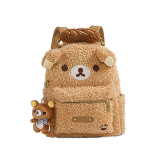 可爱卡通毛绒双肩包女2025秋冬新款学院风百搭大容量日常通勤背包