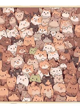 猫咪堆堆乐数字油画diy填色手工手绘丙烯画儿童填充油彩装饰画画