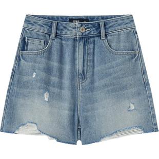 森马牛仔裤女宽松潮酷个性美式热裤酷飒风夏街头毛边短裤复古辣妹