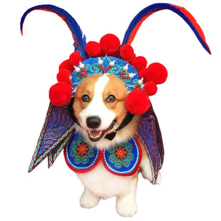 抖音同款宠物变身装狗狗猫咪刀马旦服装搞笑搞怪狗猫柯基法斗衣服