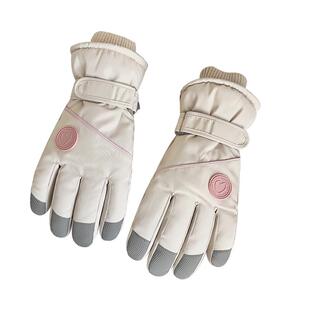 骑行手套冬季女可爱保暖加厚加绒徒步触屏东北电动车防寒冬天滑雪