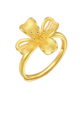 周生生花卉开口足金戒指