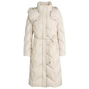 [商场同款]90白鹅绒LANDI米白色收腰设计长款羽绒服女2025冬新品