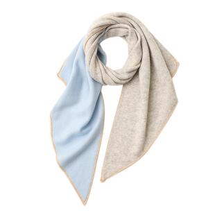 纯山羊绒梯小围巾冬季女保暖拼色外搭毛线针织形三角巾小围脖