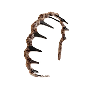 豹纹波浪带齿发箍女2024新款洗脸防滑发卡高颅顶头箍高级感头饰品