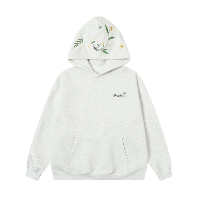 丛林老虎国潮花卉刺绣长袖卫衣男