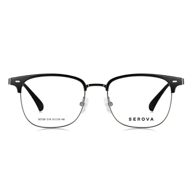 SEROVA复古眉线半框斯文钛架男