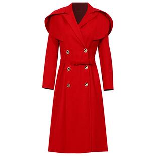 创意狐红色连衣裙公司年会晚会订婚礼服时尚领证新款日常礼服冬款