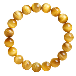 收藏级天然金虎眼石手串猫眼虎晴石珠子串珠手链男款女士转运珠